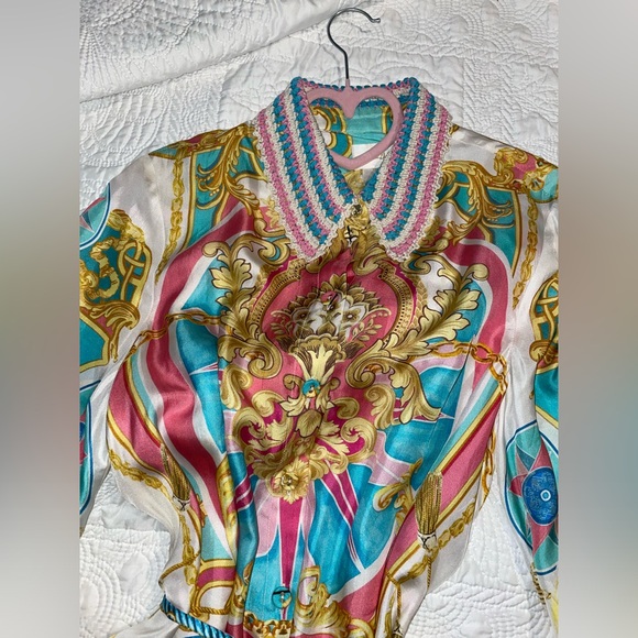 🩷SOLD🩷Camilla Shift Shirt Dress With Crochet Collar Sail Away With Me - Picture 10 of 17